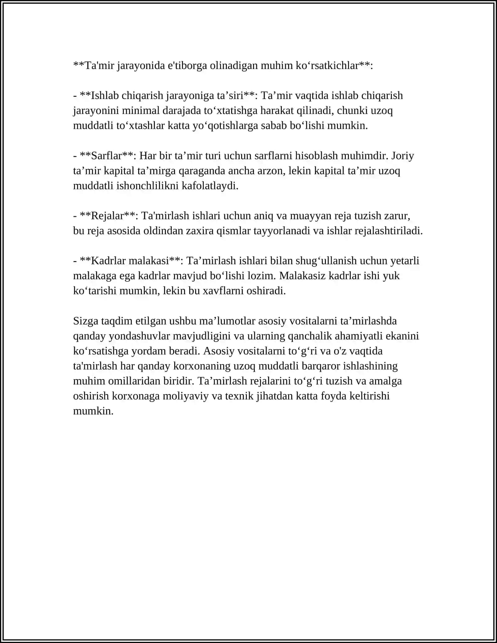 ASOSIY VOSITALARNI TAMIRLASH VA UNING HISOBI 4