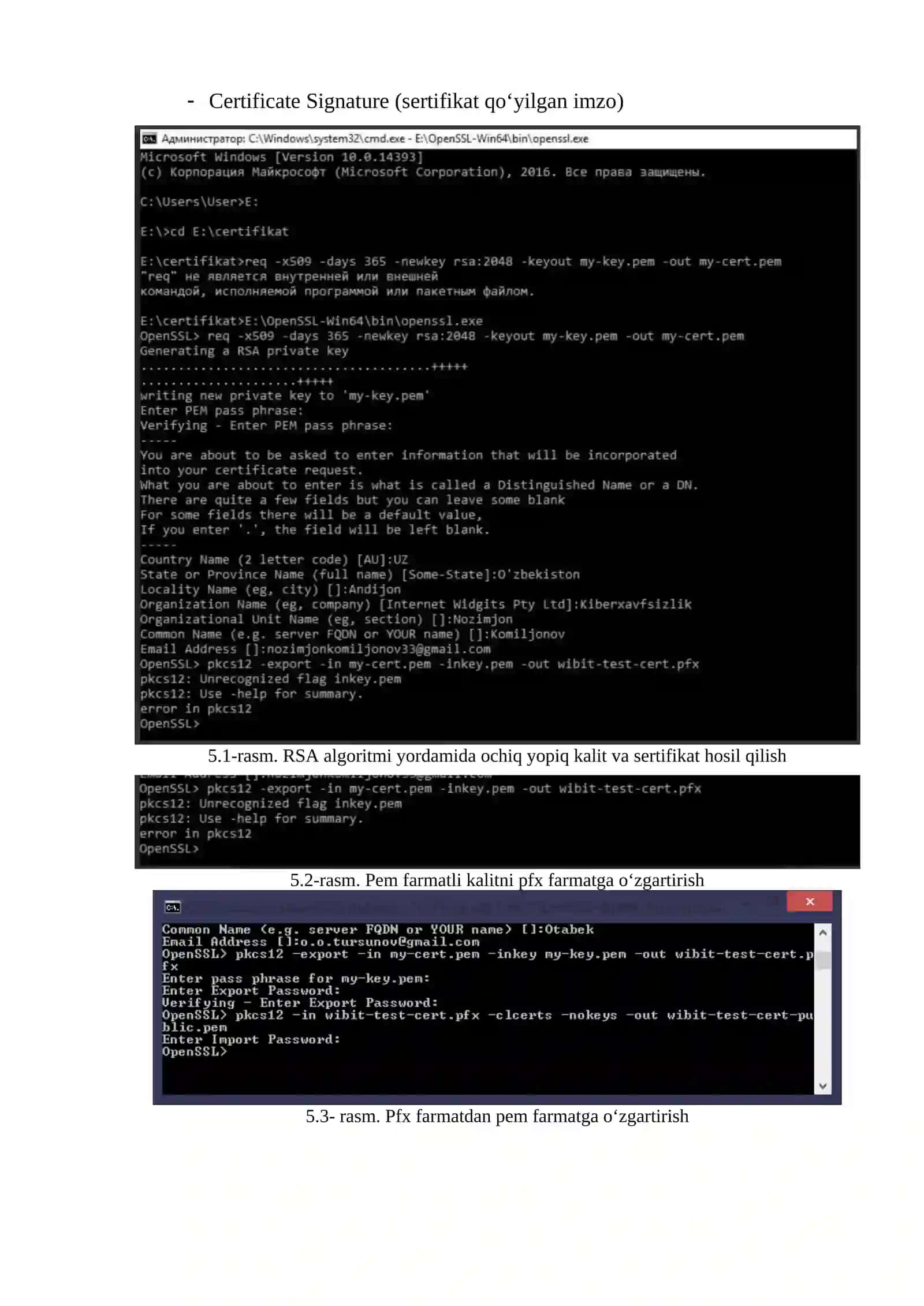 OpenSSL kutubxonasi yordamida X.509 sertifikatini hosil qilish 4