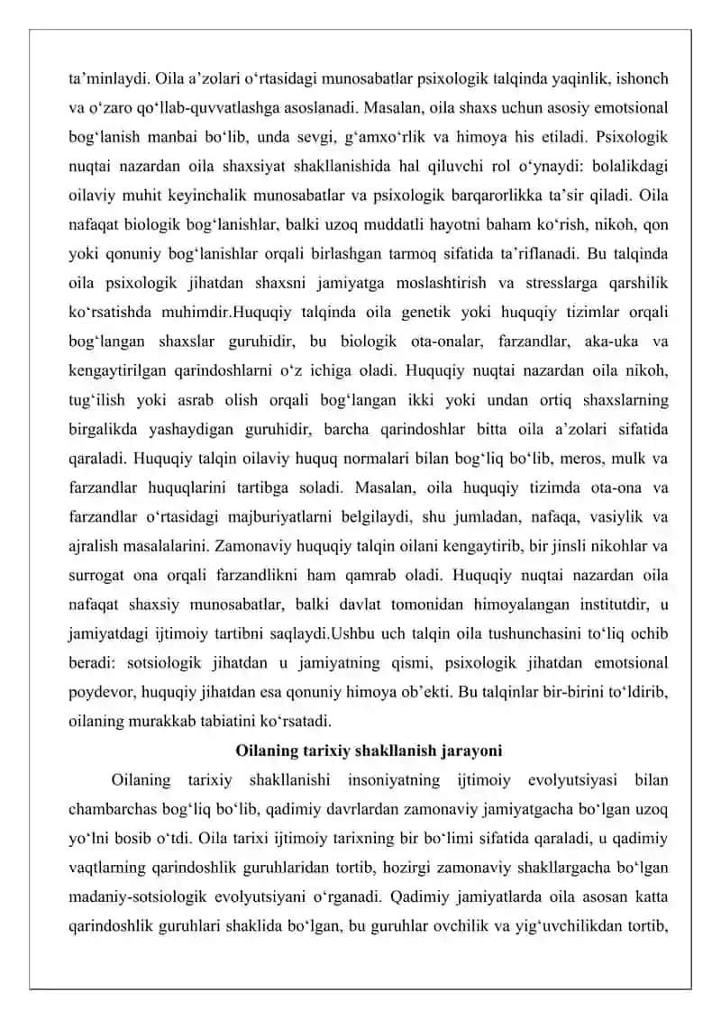 Oila tushunchasi va oiladagi ijtimoiy munosabatlar tizimi 4