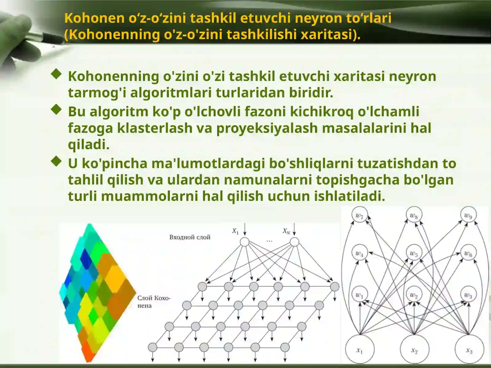 Kohonen o‘z-o‘zini tashkil etuvchi neyron to‘rlari 4