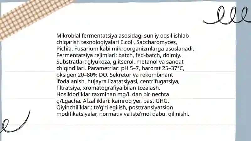 Sun'iy oqsil oziqa moddalari ishlab chiqarish 4
