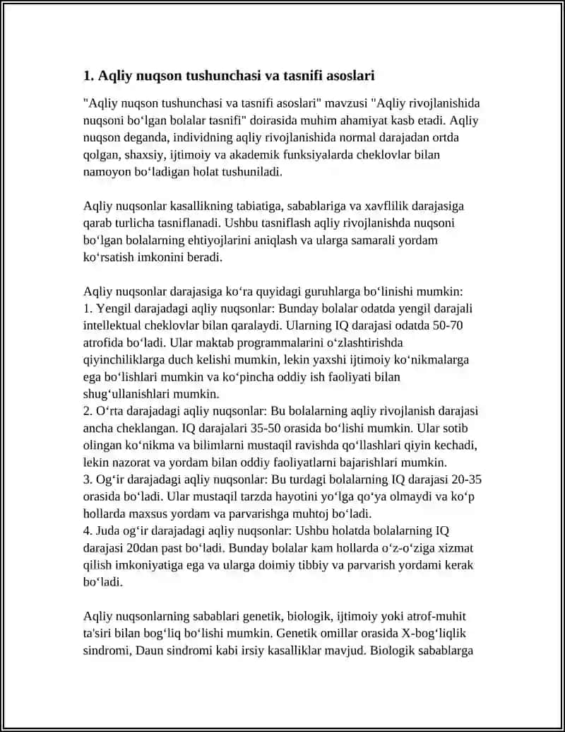 Aqliy Rivojlanishida Nuqsoni Bo‘lgan Bolalar Tasnifi 4