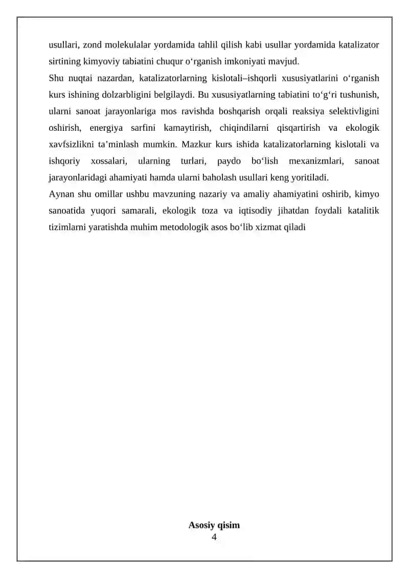 Kislotali – Ishqorli Katalizatorlarning Xususiyatlari 4