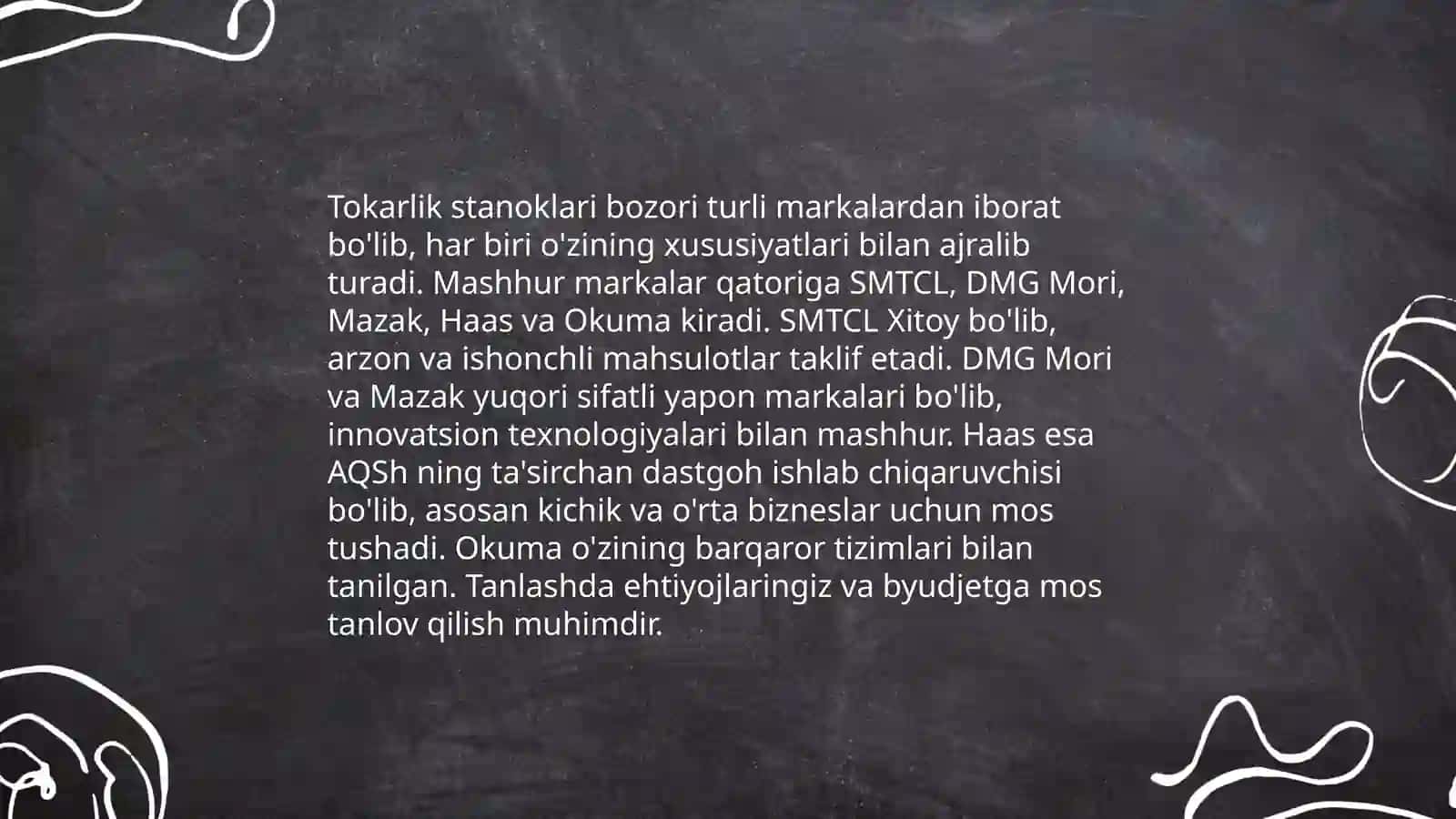 Tokirlik stanoklari markalari klasifikatsiyalari ishlov berish usulari 4