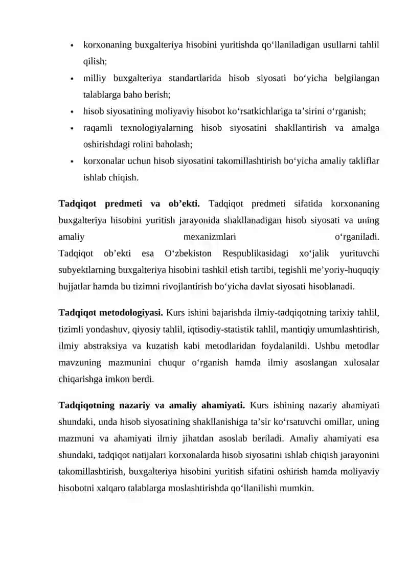 Korxonaning hisob siyosati 4