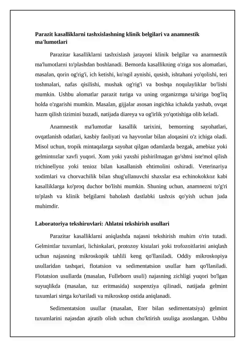 Parazitar kasalliklarning diagnostik usullari 4