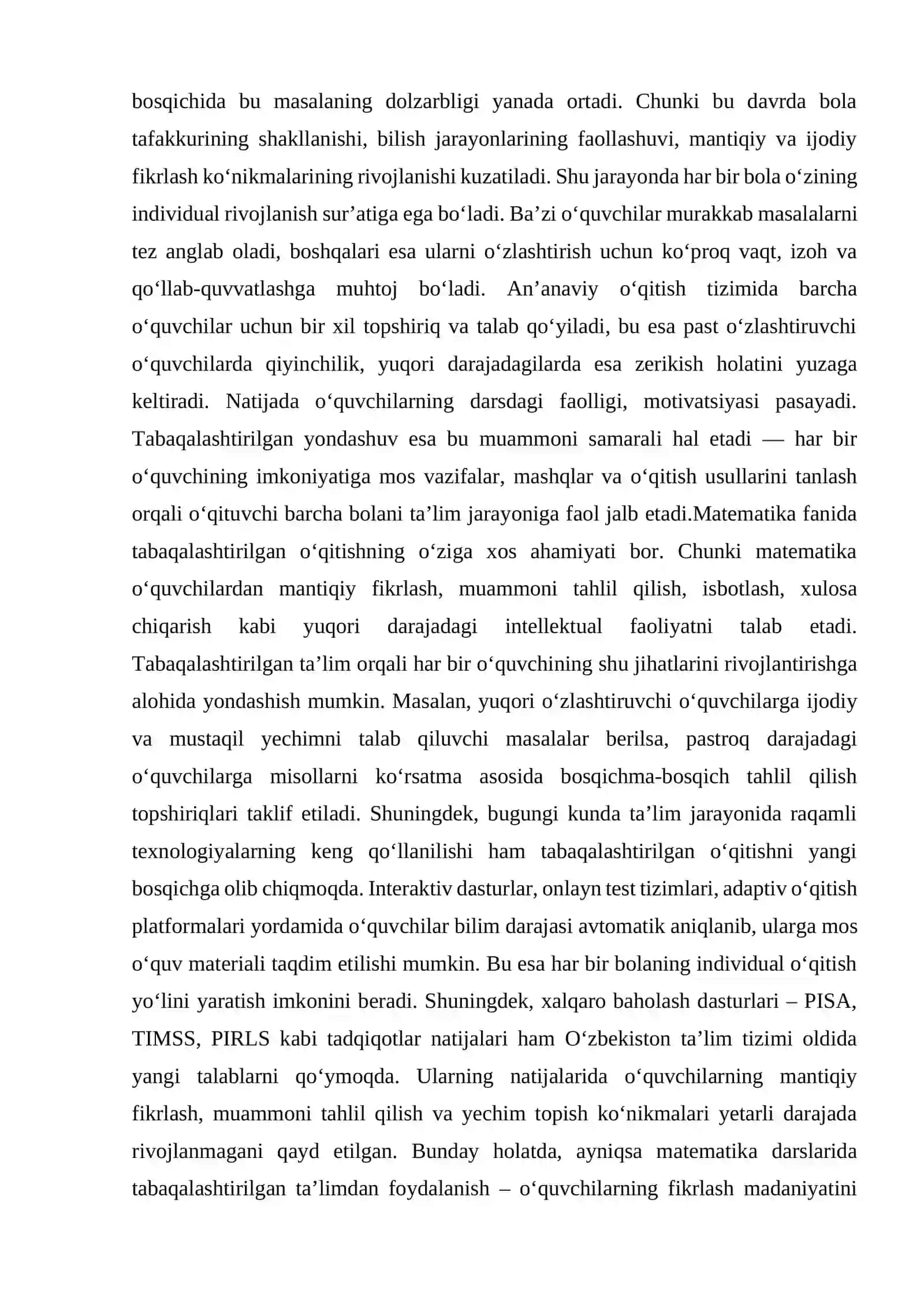 BOSHLANG‘ICH SINFLARDA MATEMATIKA O‘QITISHDA TABAQALASHTIRILGAN TA’LIMNI QO‘LLASHNING AMALIY YO‘LLARI 4