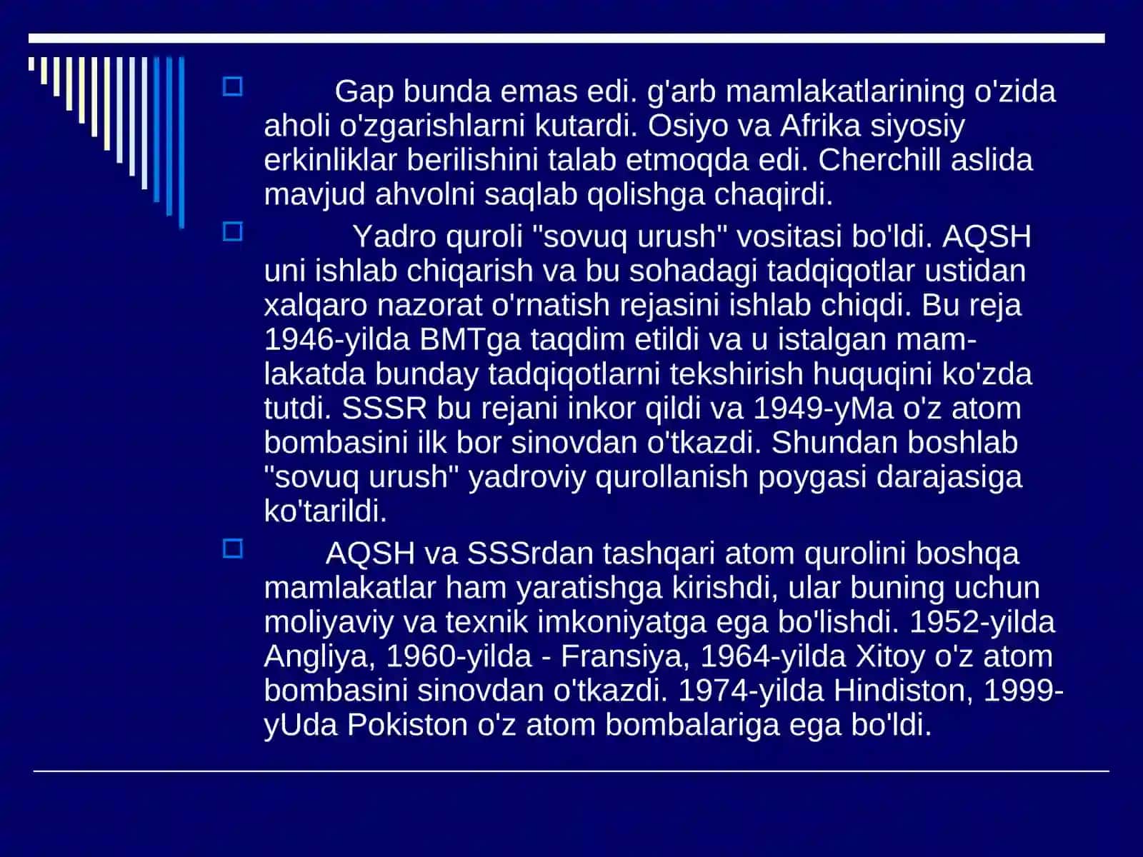IKKINCHI JAHON URUSHIDAN SO'NG XALQARO MUNOSABATLAR 4