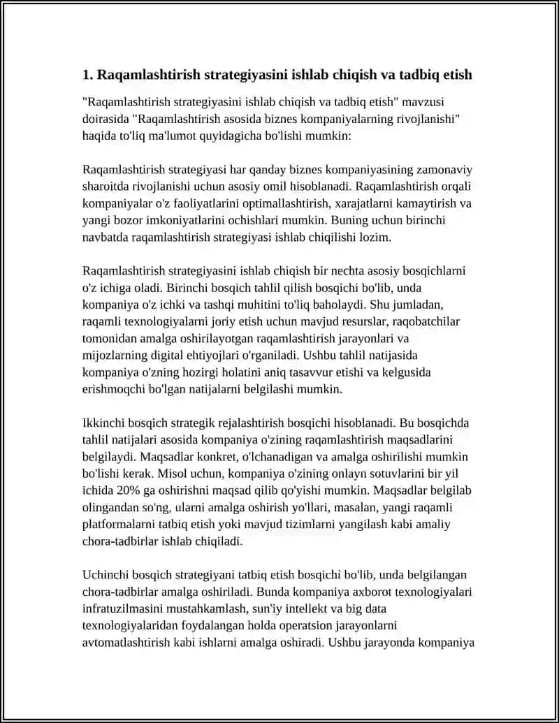RAQAMLASHTIRISH ASOSIDA BIZNES KOMPANIYALARNING RIVOJLANISHI 4