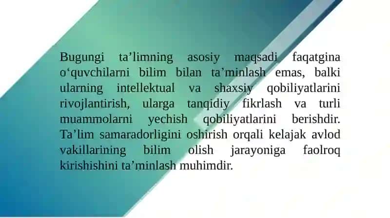 Ta’lim olish jarayonini samarali tashkil etish 4
