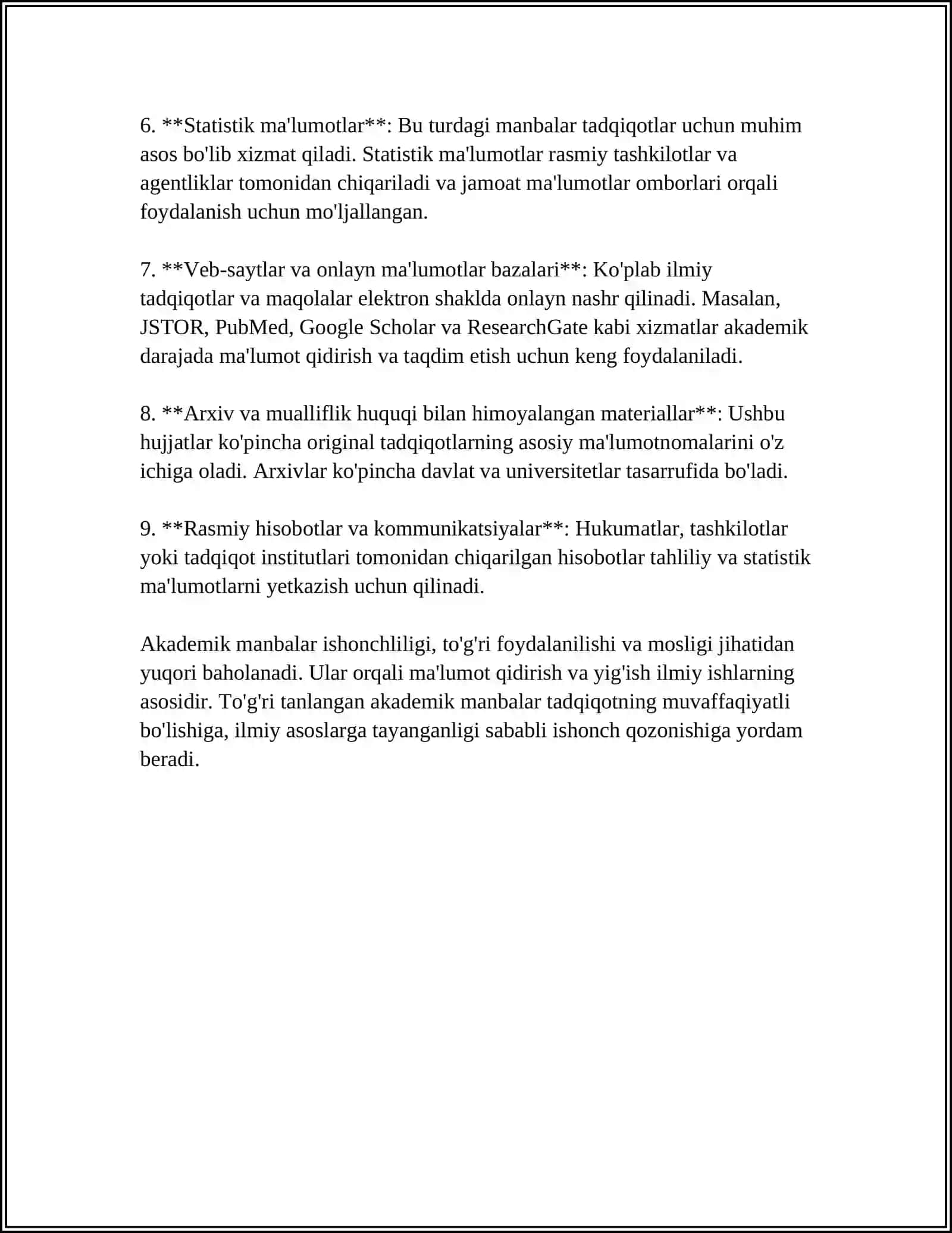 AKADEMIK MANBALAR VA ULARNING DARAJALARI 4