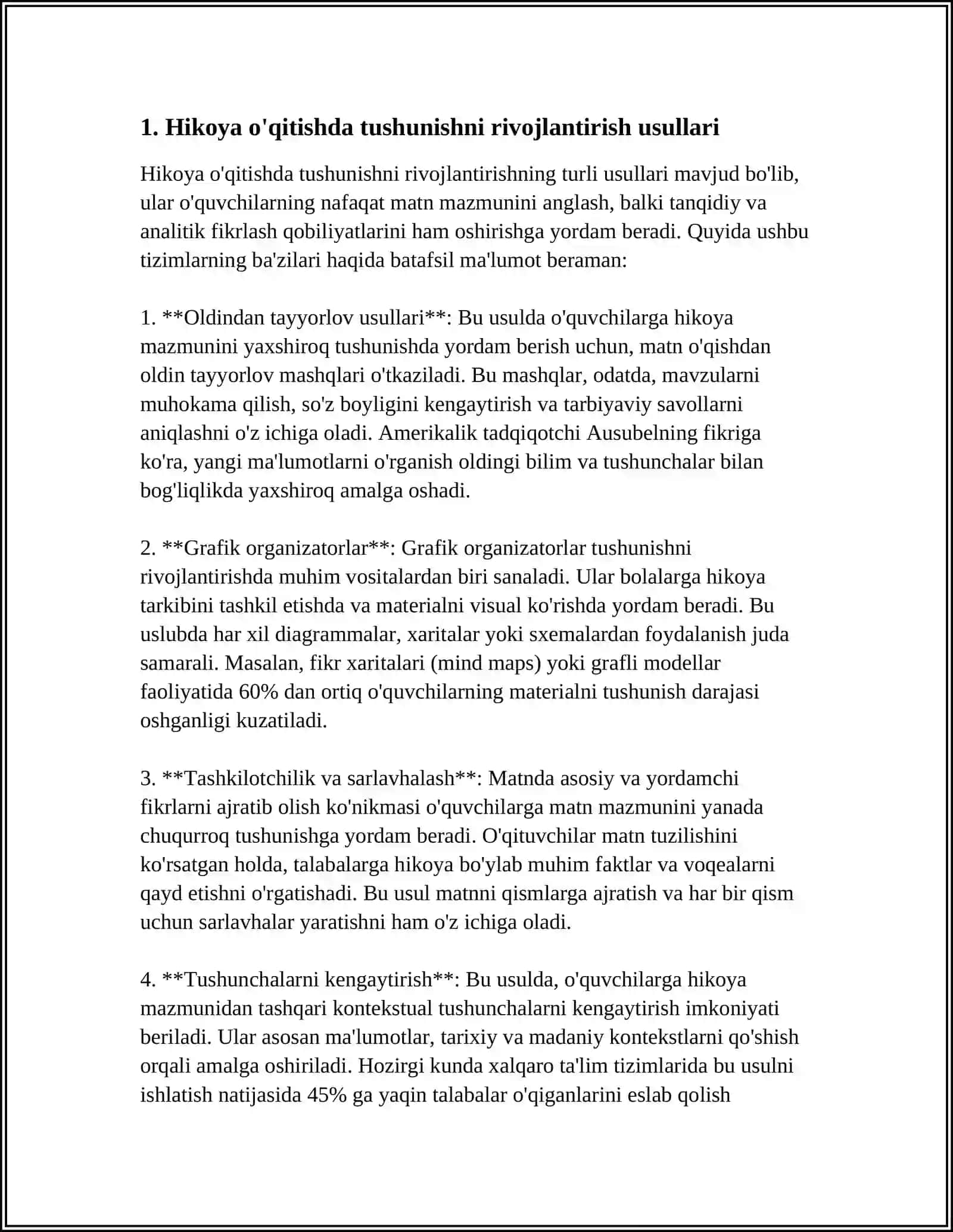 HIKOYA, ERTAK VA MASAL O'QITISH METODIKASI (1-4-SINFLARNING ISTALGAN SINFLAR KESIMIDA) 4