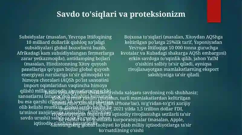 Global iqtisodiyot shakillanishida xalqaro savdoning o'rni 4