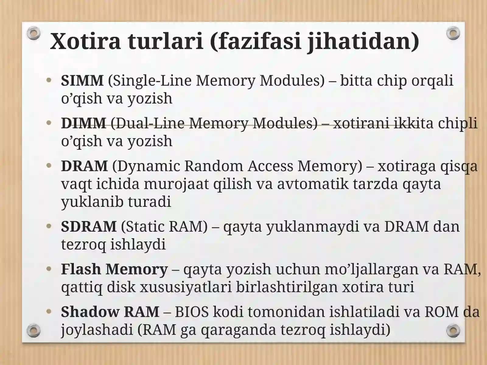 Kompyuterning fizik xotirasi 4
