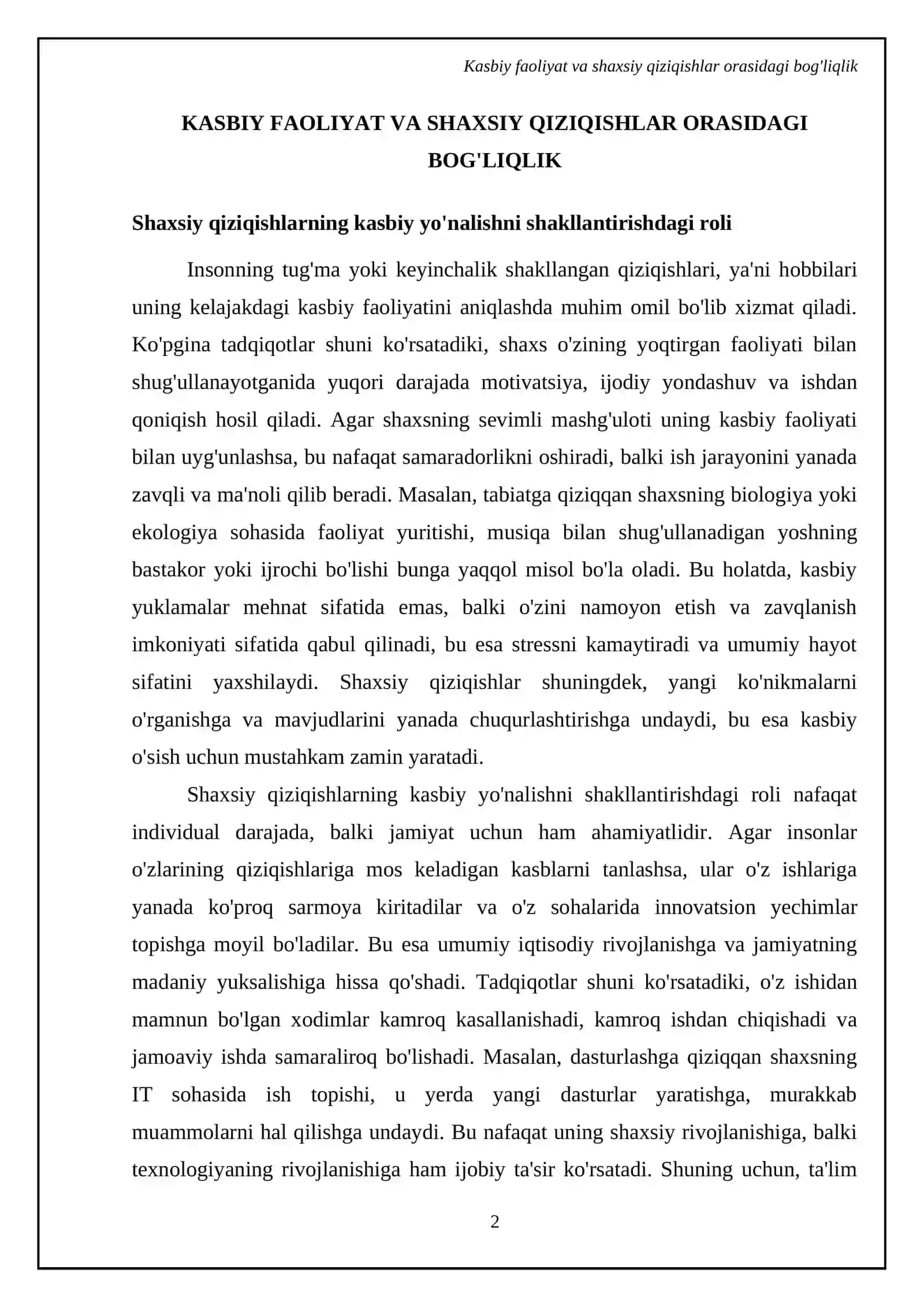 Kasb ca hobbi haqida referat 4