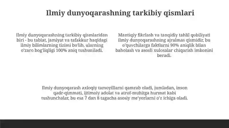 Ilmiy Dunyoqarashning Shahsiy O'rganish 4