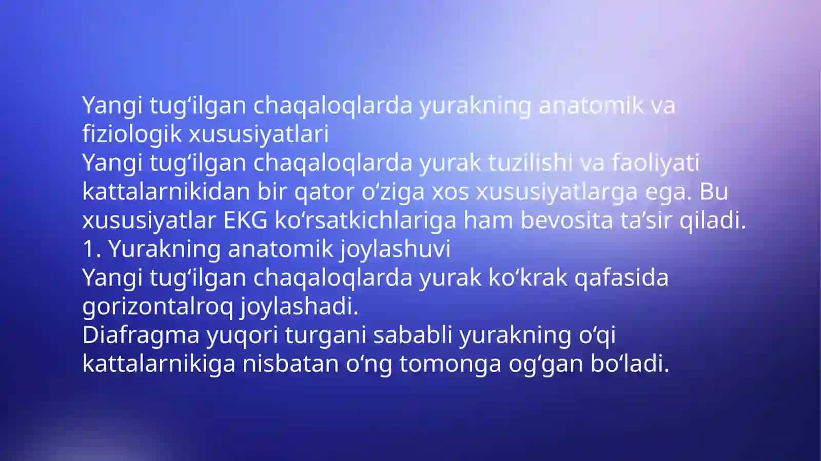 Yangi tug'ilgan chaqaloqlarda EKGni o'ziga xos xususiyatlari 4