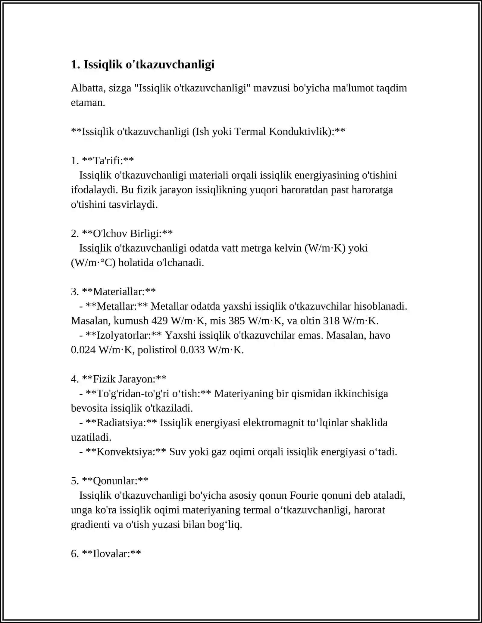 ISSIQLIK O'TKAZUVCHANLIGI 4