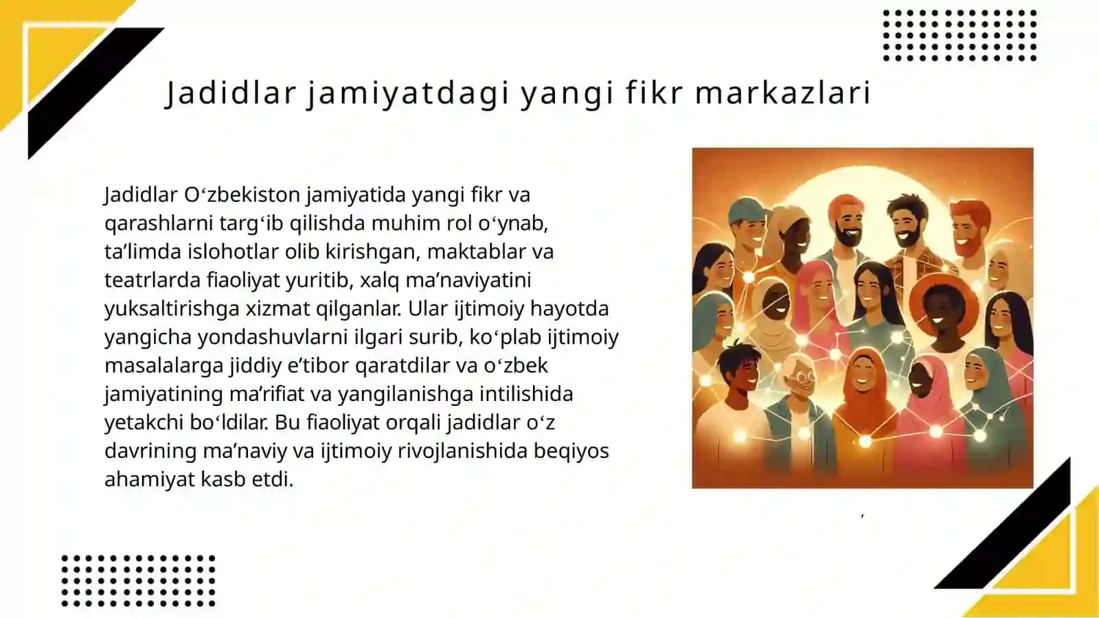 Jadid maʼrifat parvarlarning o'lka ijtimoiy maʼnaviy hayotida tutgan o'rni 4