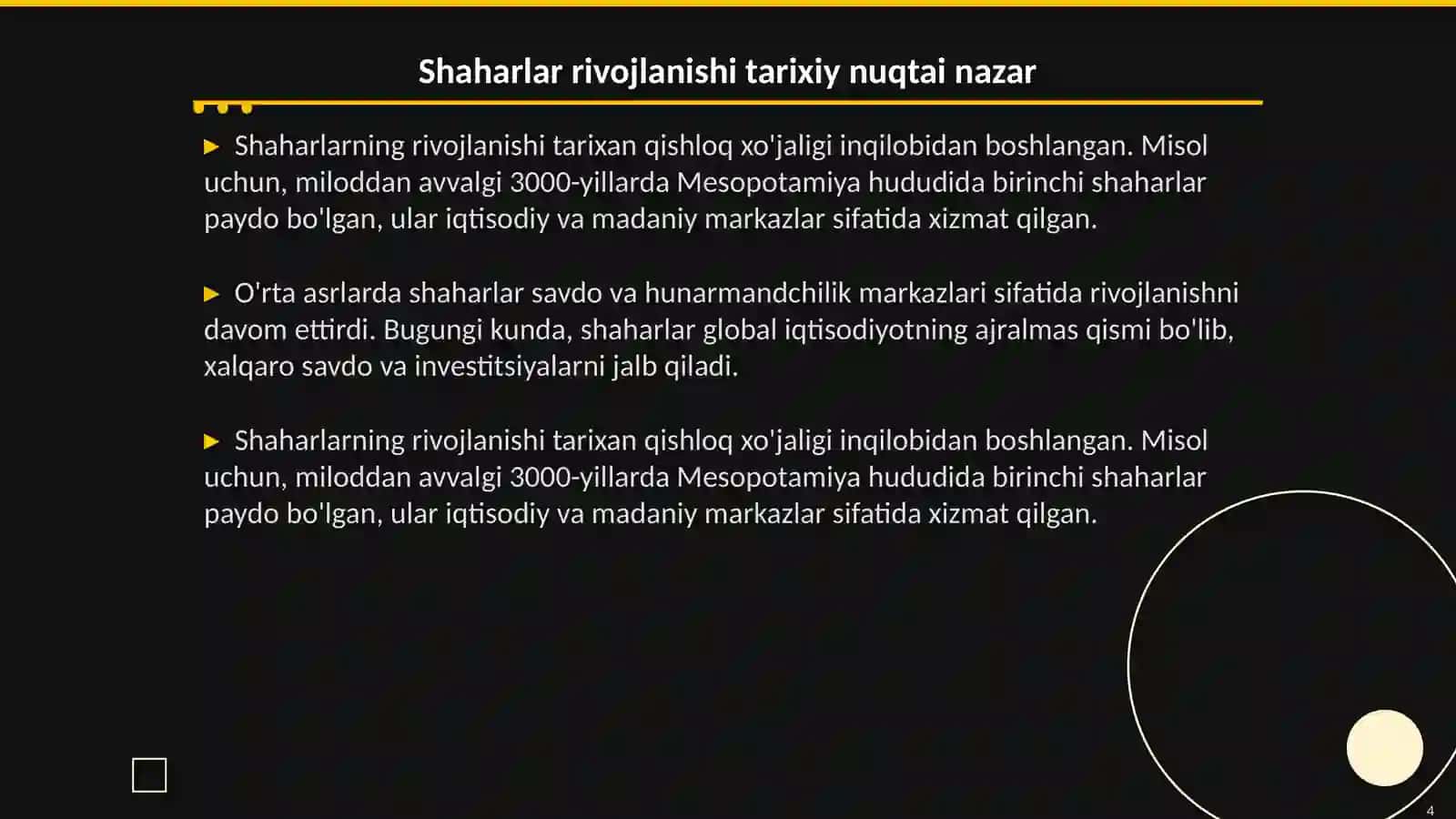 Shaharlar rivojlantirishi va urbanizatsiya muammolari 4