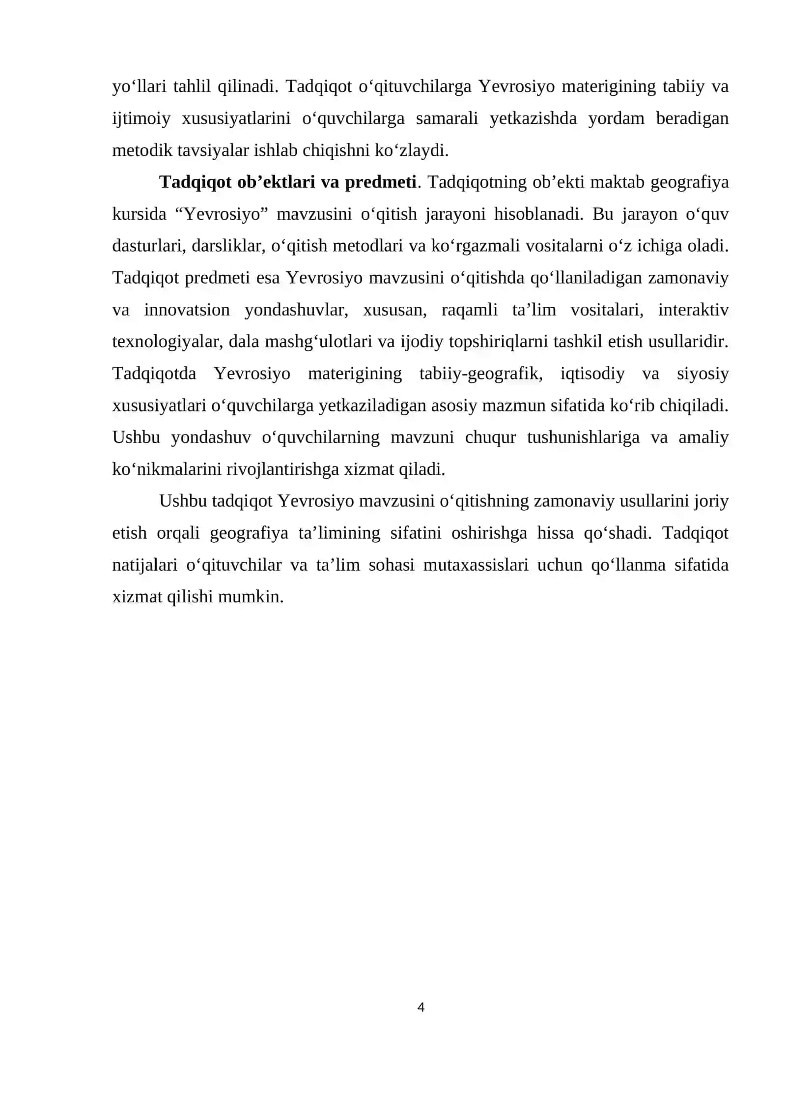 « Materiklar va okeanlar geografiyasi kursida “Yevrosiyo” mavzusini o’rganish metodikasi » 4