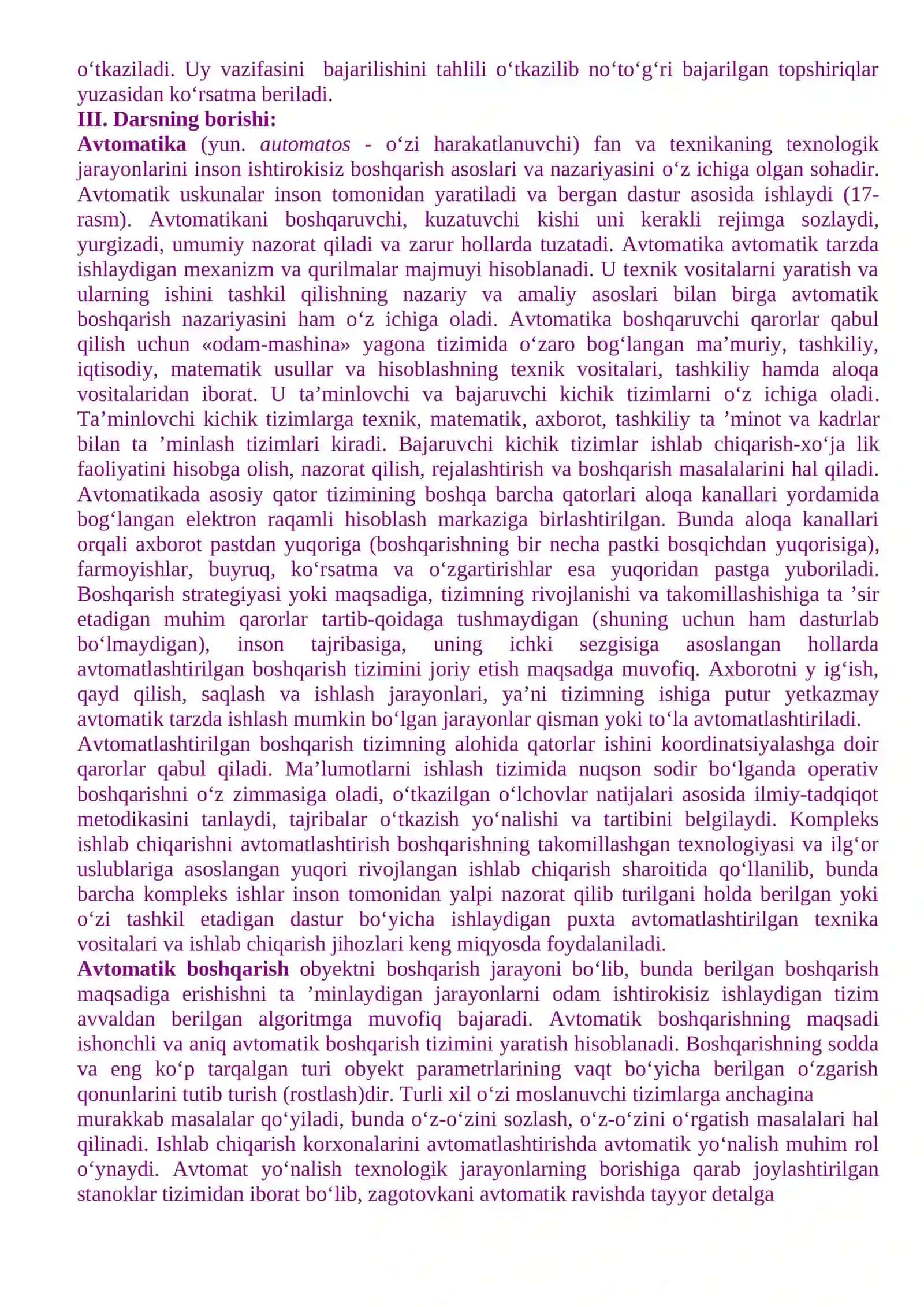 9-sinf texnologiya fanidan o‘g‘il bolalar uchun II yarim yillik taqvimiy mavzu rejasi 4