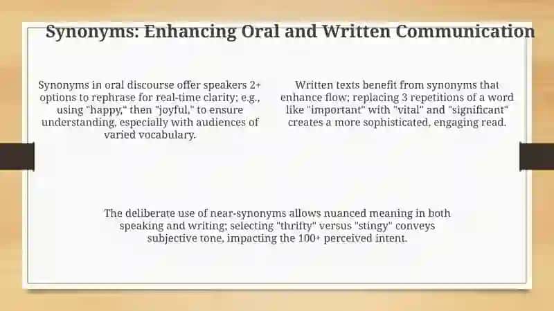 Synonyms and Antonyms in Oral and Written Texts 4