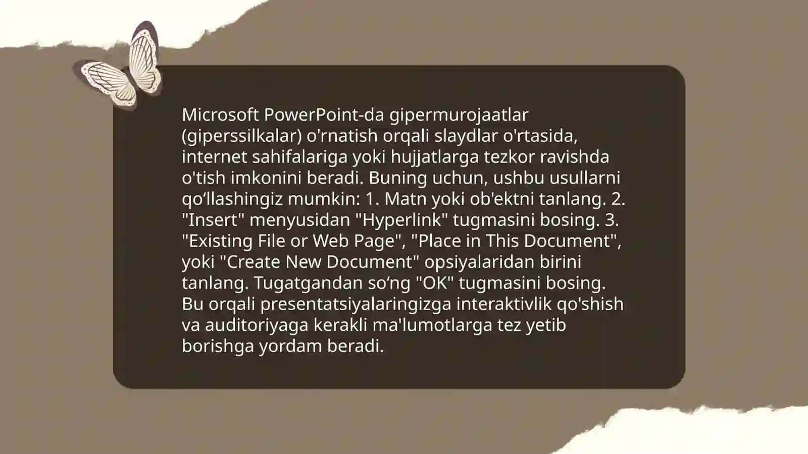 Ms Power Pointda órgatuvchi– interaktiv taqdimotlar yaratish 4