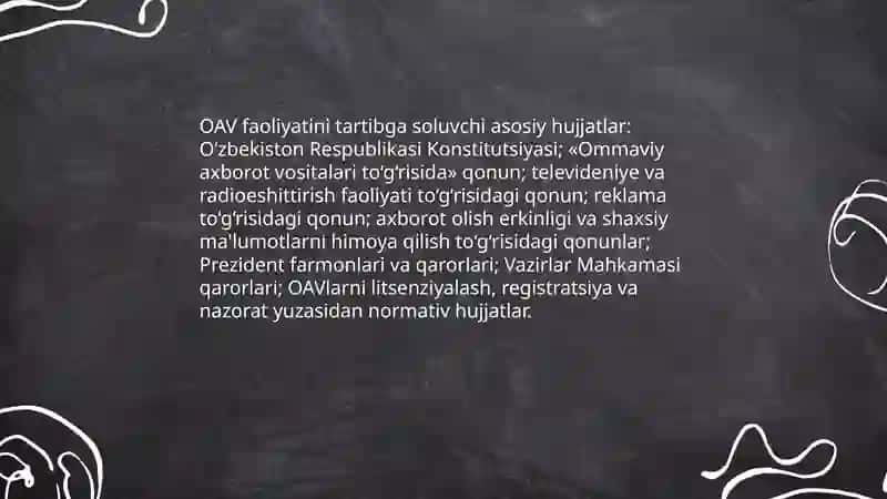 O’zbekiston Respublikasida ommaviy axborot vositalarining faoliyati 4