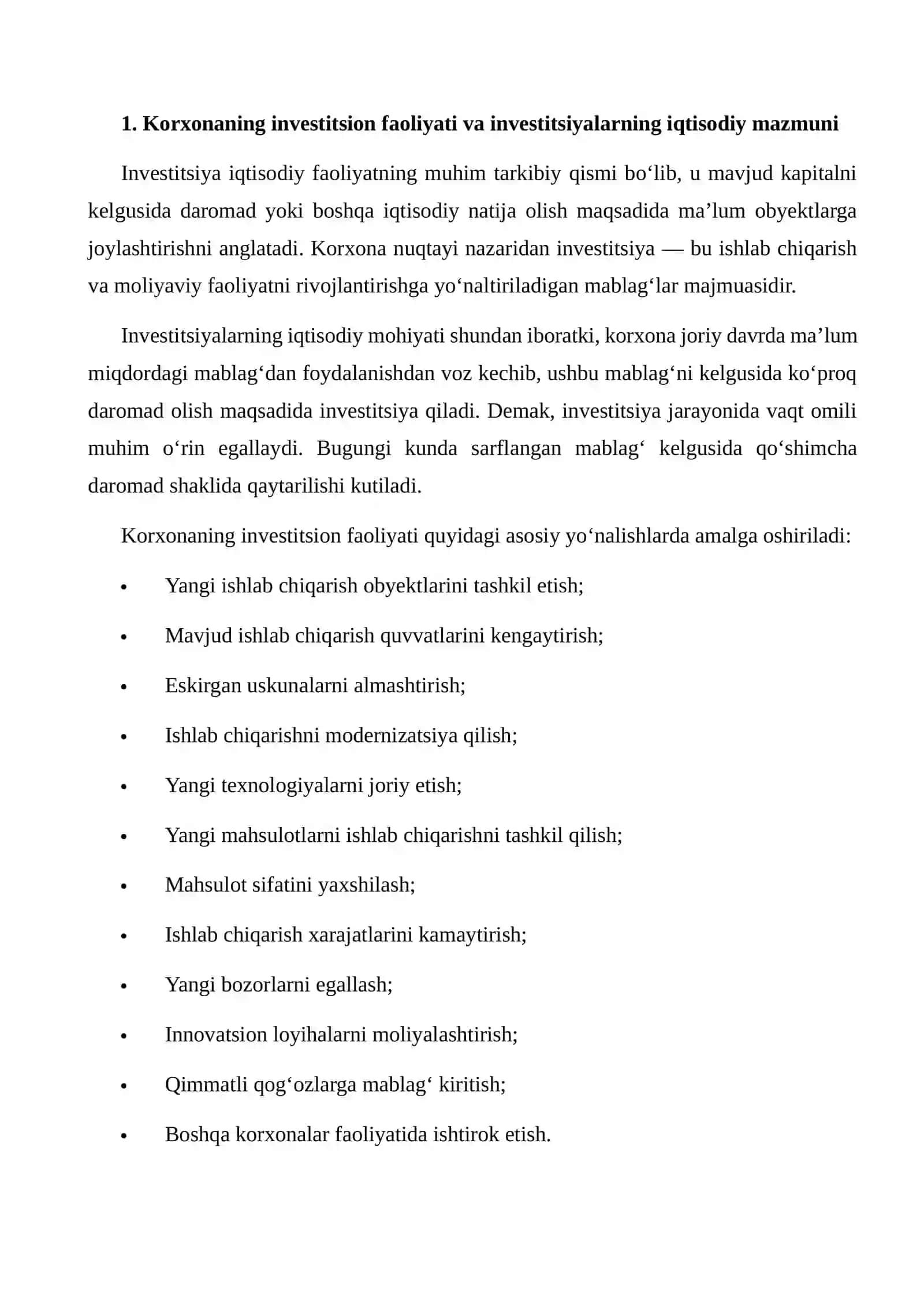 Investitsion faoliyat va investitsiyalarning iqtisodiy samaradorligini qiyosiy tahlil qilish 4