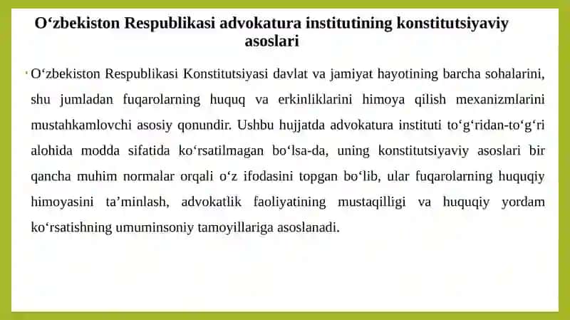 O‘zbekiston Respublikasida advokatura institutining islohetilishi 4