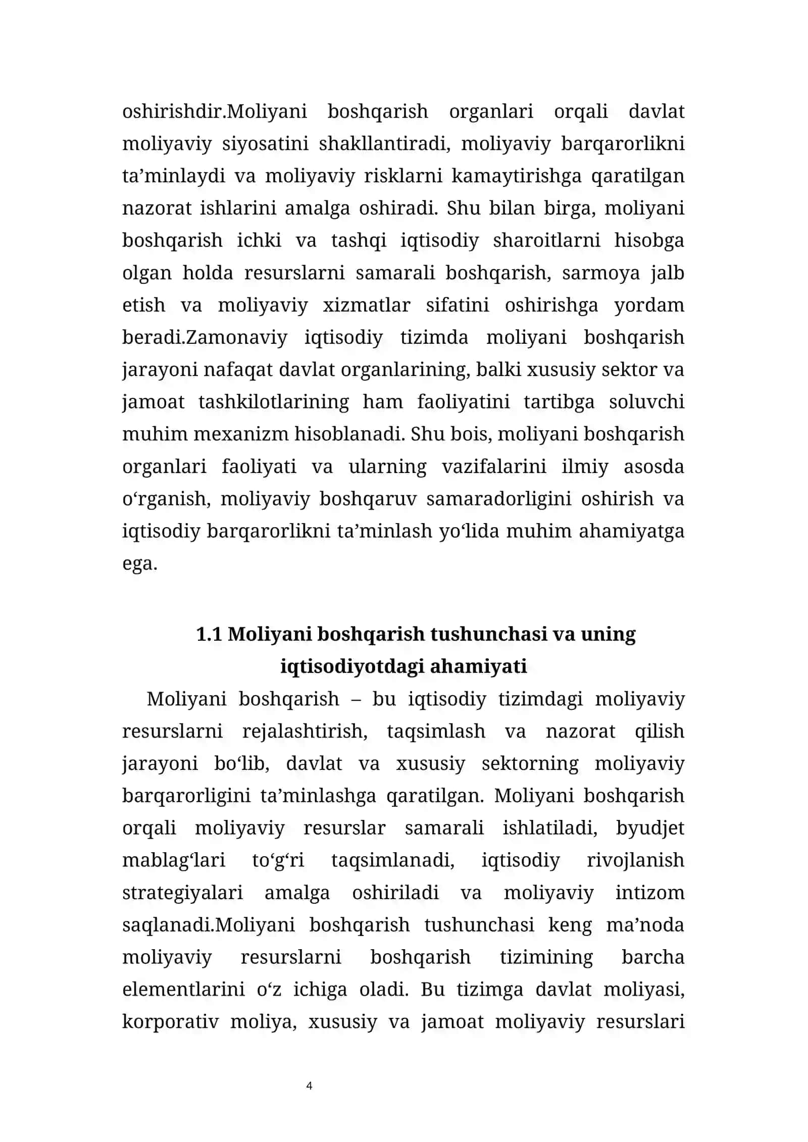 Moliya boshqarish organlari mavzusida tayyor kurs ishi 4