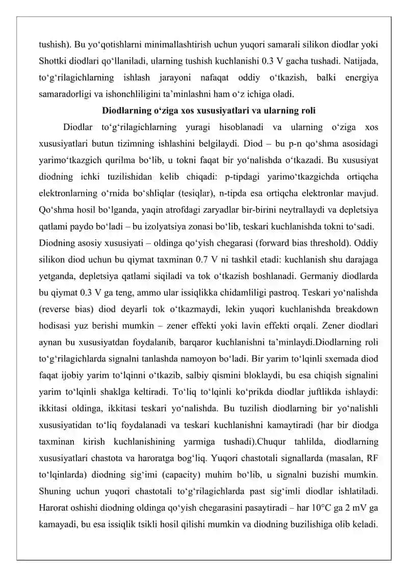 Diodli to‘g‘rilagichlar va ularning sxemalari 4