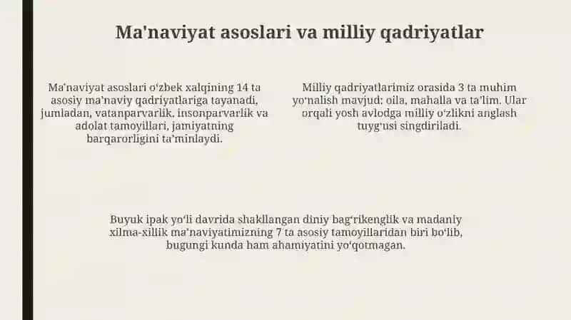 Milliy gʻoya maʼnaviyat asoslari xuquq taʼlimi yunalishi 4