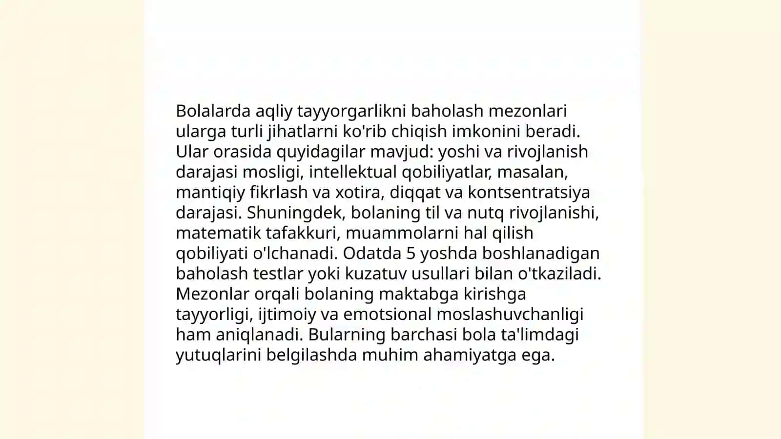 Bolalarni maktabga aqliy tayyorgarligini tashxislash, rivojlantirisg omili 4