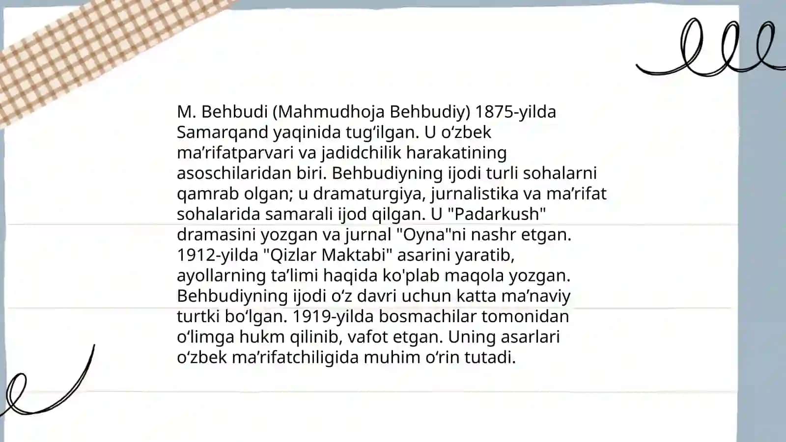 M. Behbudiyning hayoti 4