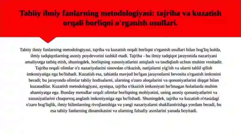 Falsafa va tabiiy ilmiy fanlarda borliqning mohiyatiga oid konsepsiyalar. 4
