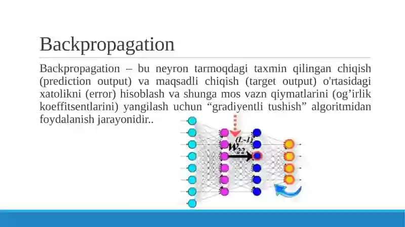 Neyron tarmoqlarini o’qitish algoritmlari 4