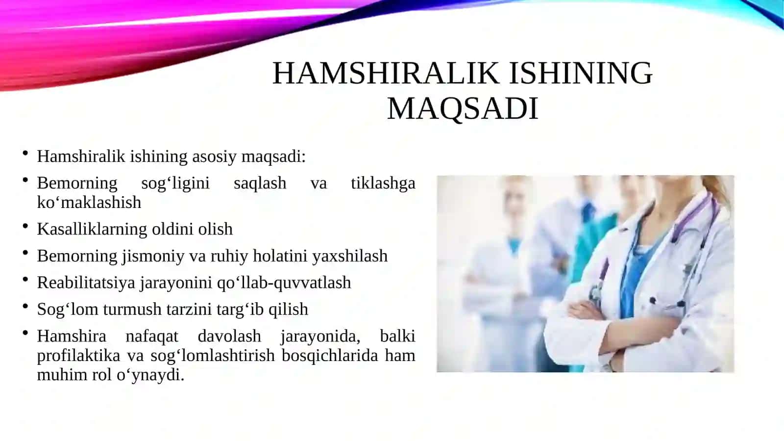 Hamshiralik ishi tarixi maqsadi vazifalari va jarayoni 4
