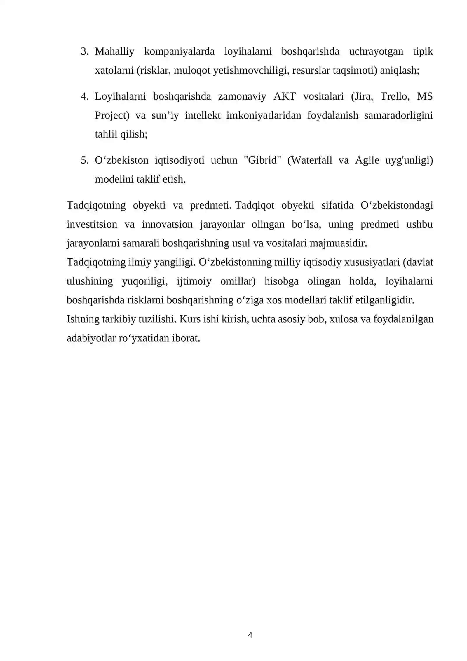 O’zbekiston Sharoitida Zamonaviy Loyixalarni boshqarish usullari 4