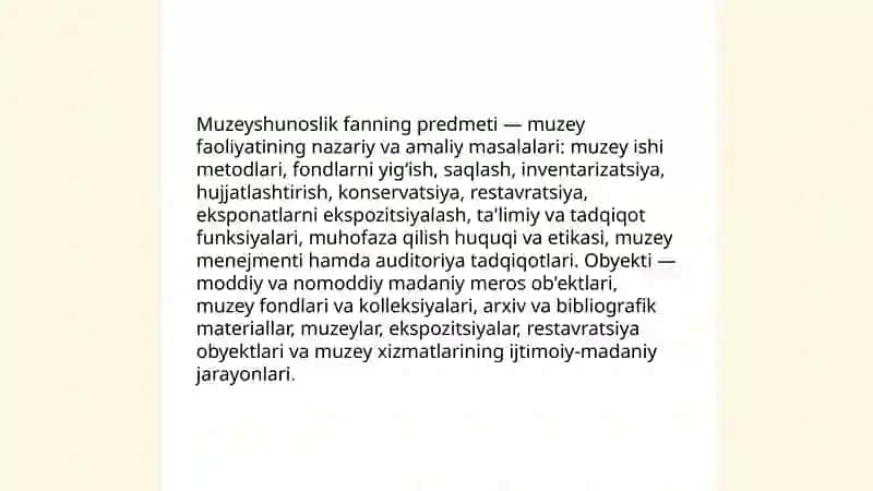 Muzeyshunoslik faniga kirish 4