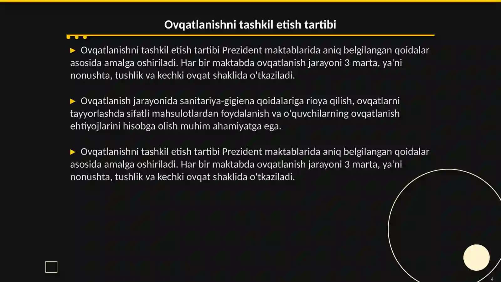 Prezident maktablarida ovqatlanishni tahlil qilish 4
