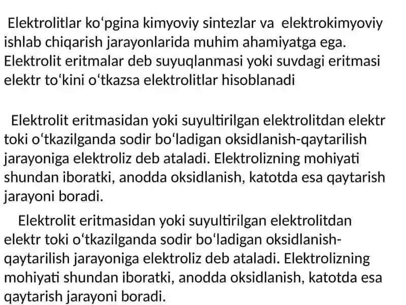 Elektrolitlar va Noelektrolitlar 4