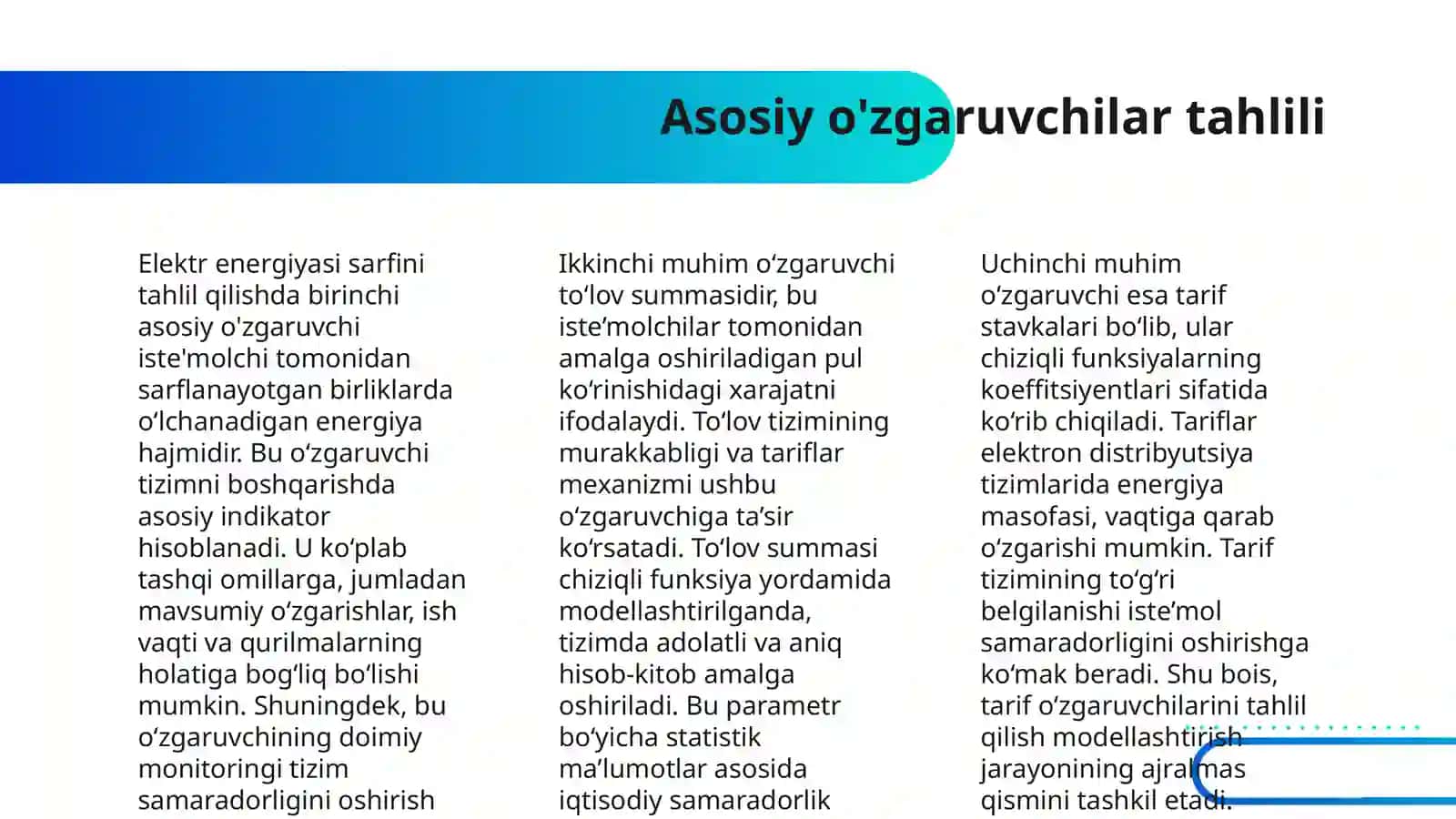 ELEKTR ENERGIYA SARFI VA TO'LOVNI CHIZIQLI FUNKSIYA ORQALI MODELLASHTIRISH 4