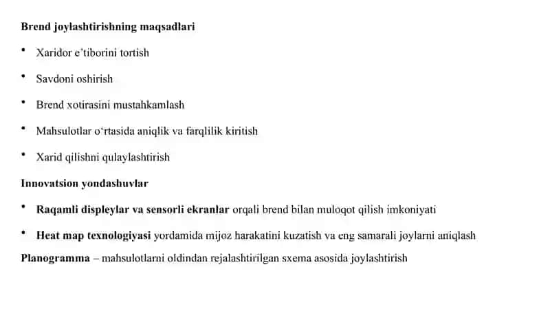 Brendlarni chakana savdo nuqtalarida joylashtirish va tovar identifikatsiyasi 4