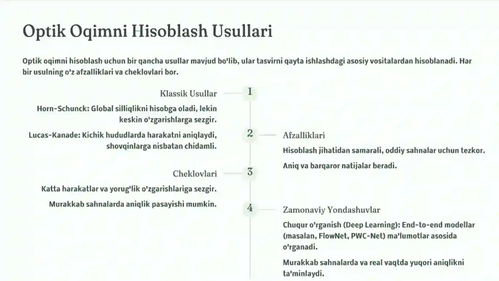 Optik Oqim va Harakatni Baholashda Tasvirni Qayta Ishlash 4
