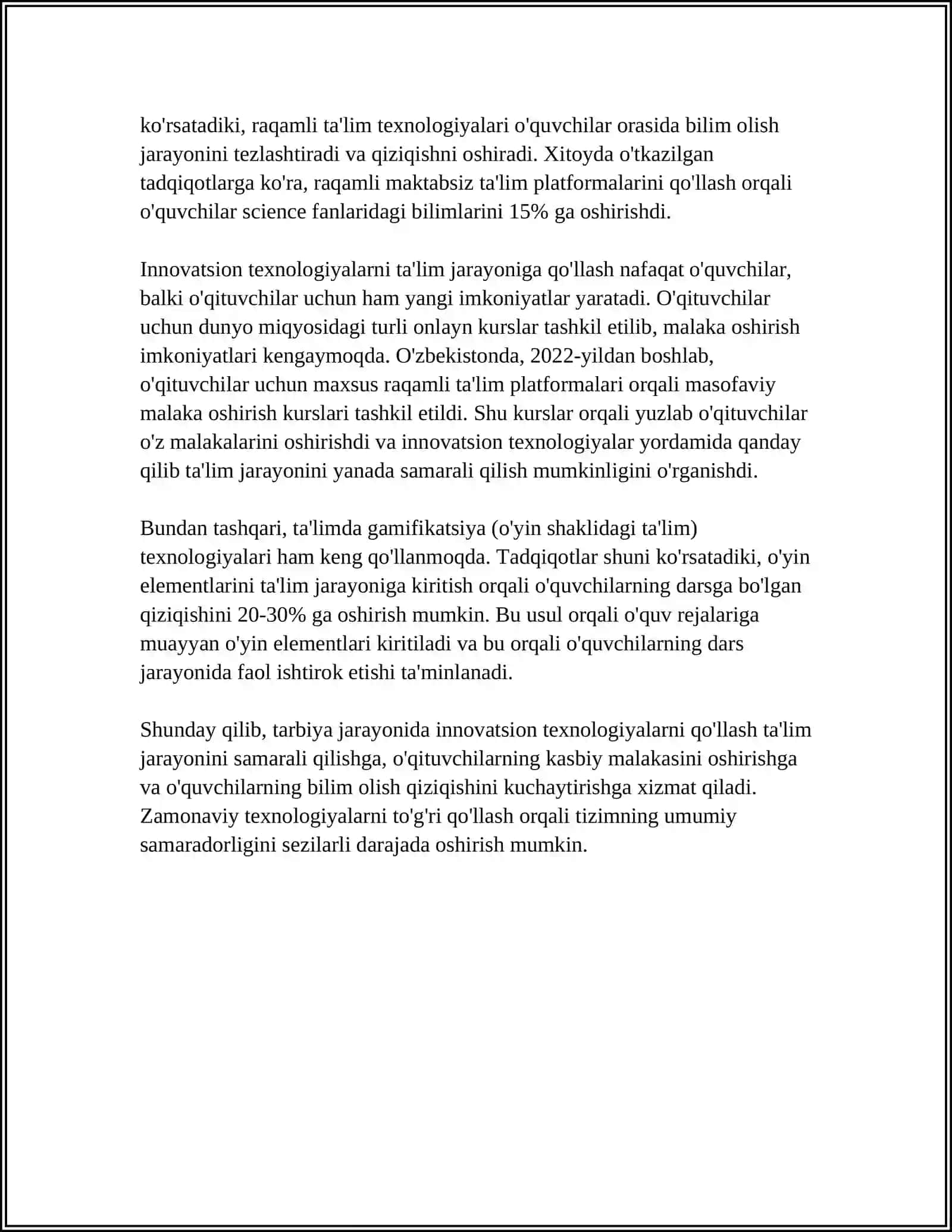 Tarbiya jarayonida innovatsion texnologiyalarni qo'llash 4
