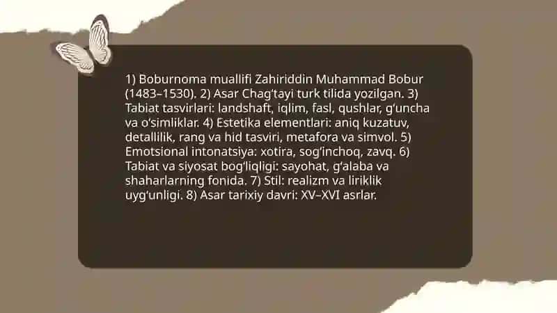 Zahriddin Muhammad Boburning adabiy estetik asarlari 4