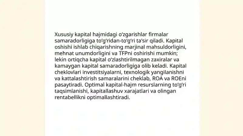 Xususiy kapitaldagi oʻzgarishlarning iqtisodiy tahlili 4