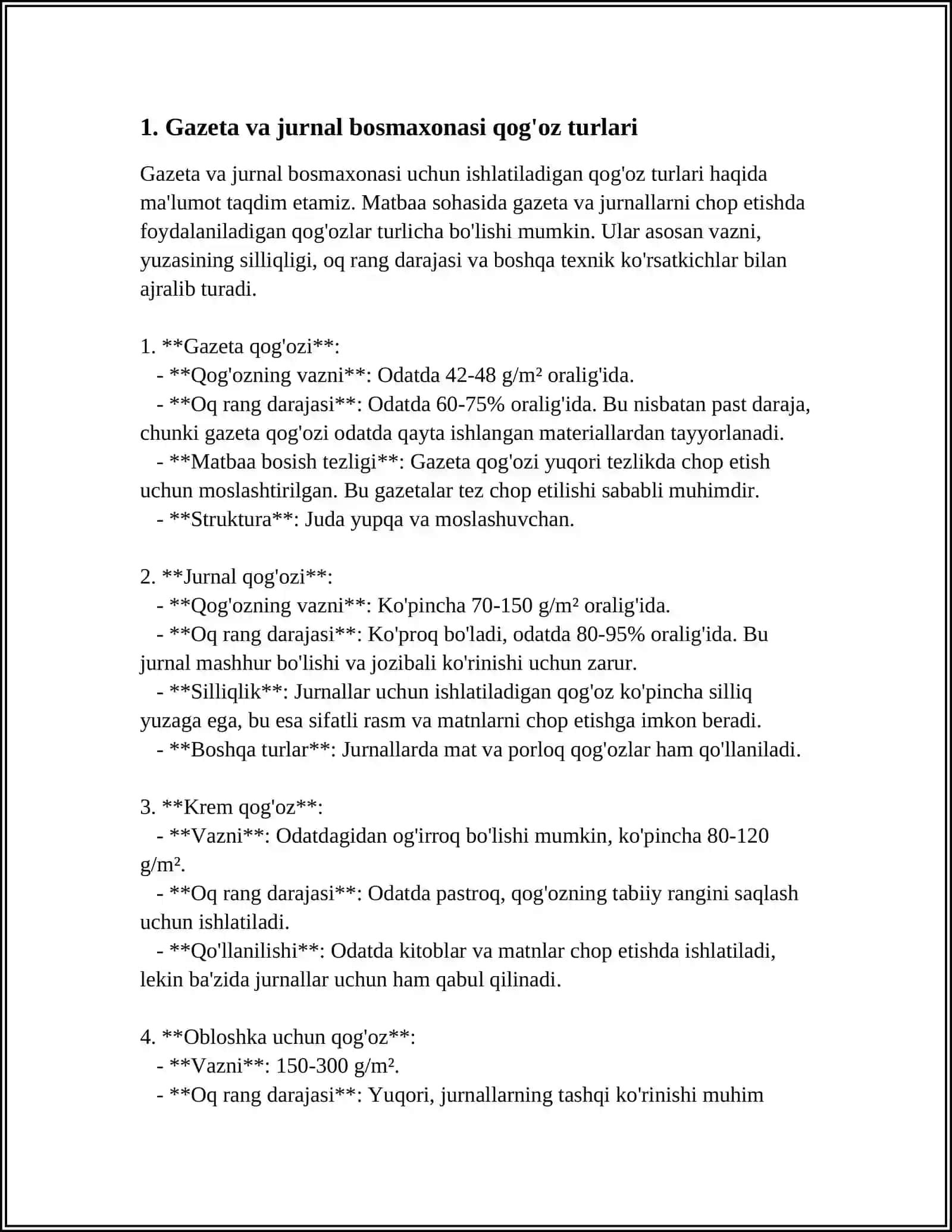 GAZETA VA JURNALLAR UCHUN KERAK BO'LADIGAM QOG'OZLAR 4